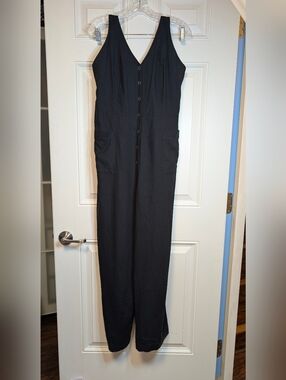 LASCANA Linen & Viscose Halterneck Jumpsuit – Black • Size 12